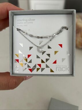 Nordstrom Sterling Silver Cubic Zirconia Crescent Pendant Necklace - Silver